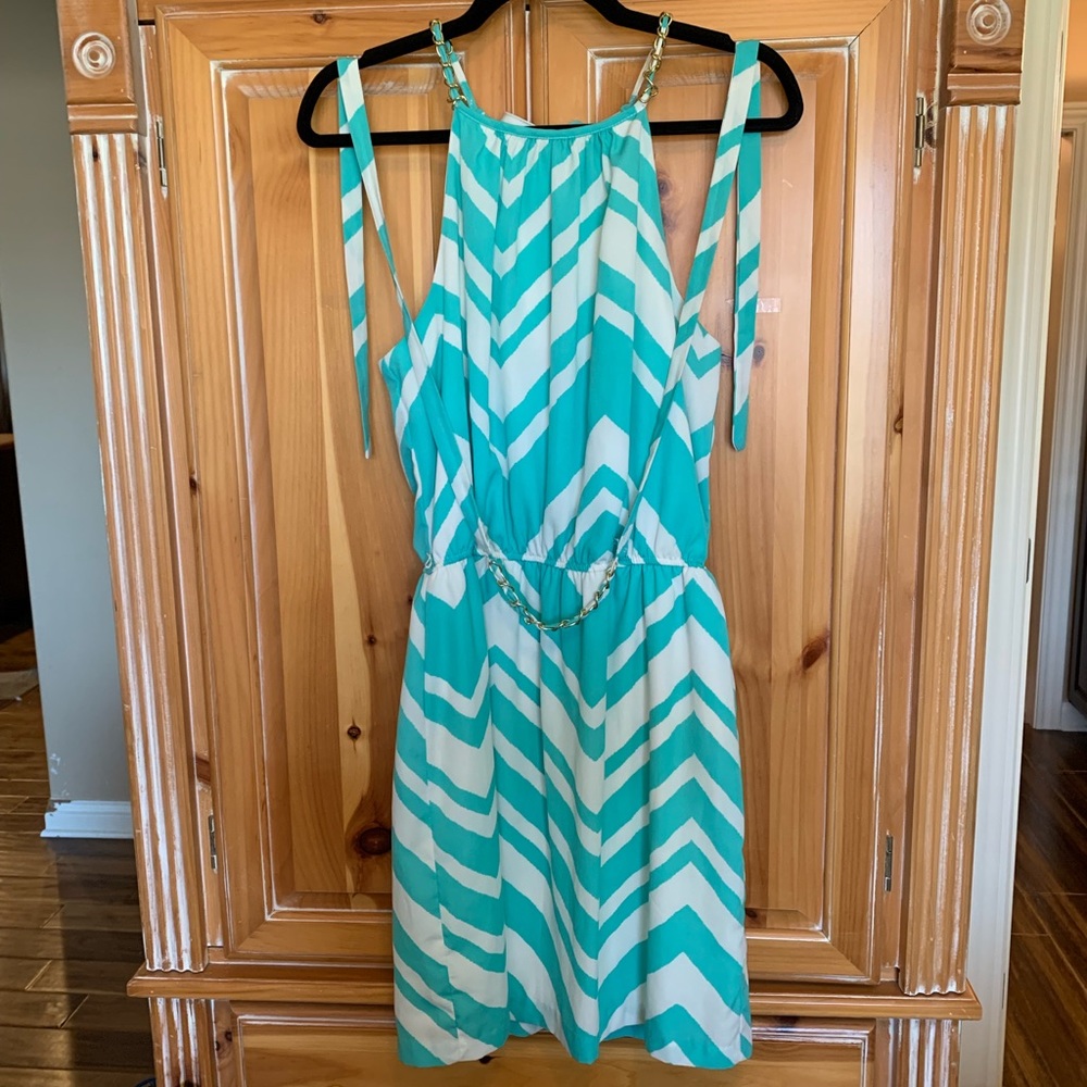Turquoise chevron strappy dress